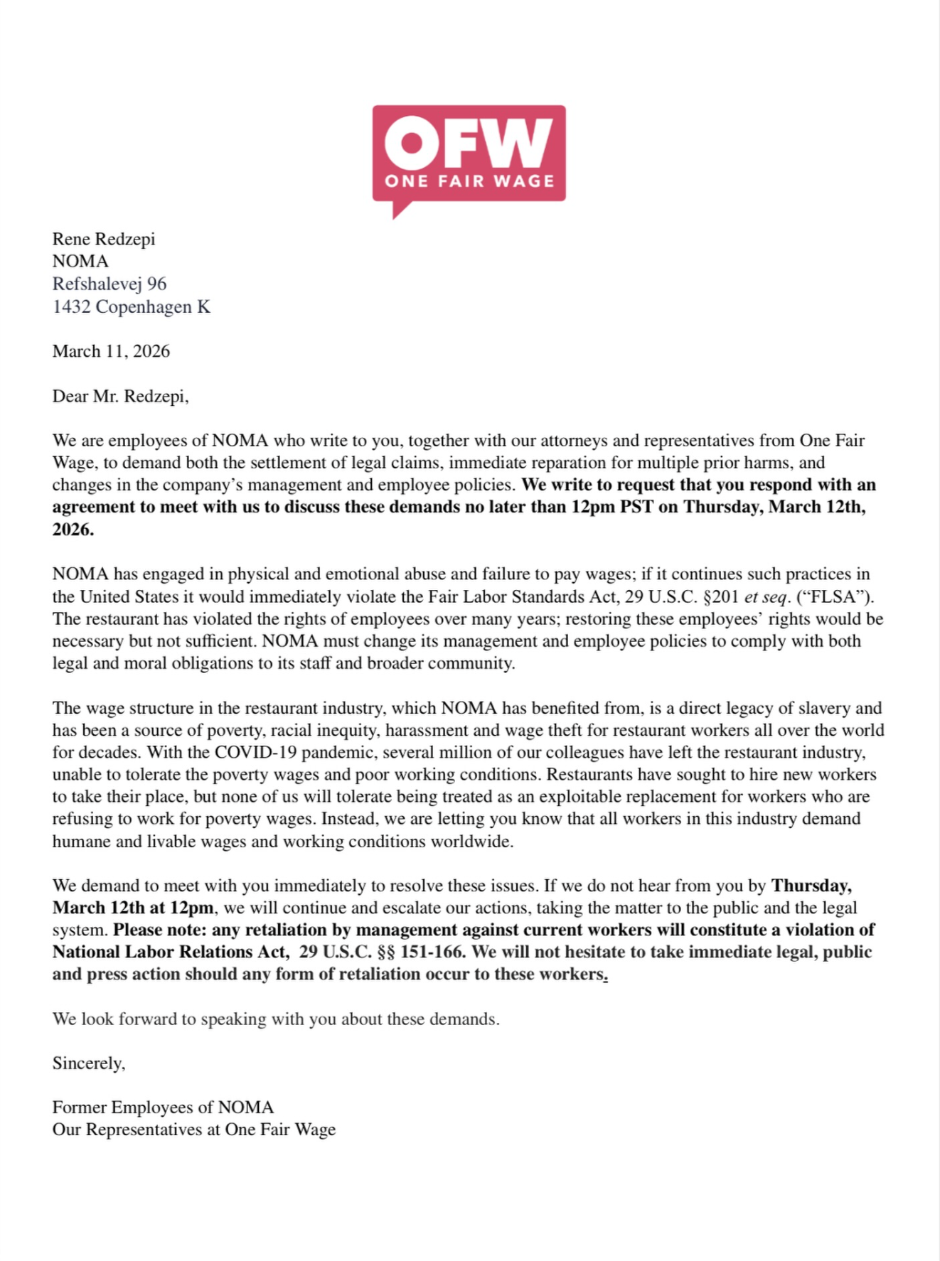 Open brief aan René Redzepi